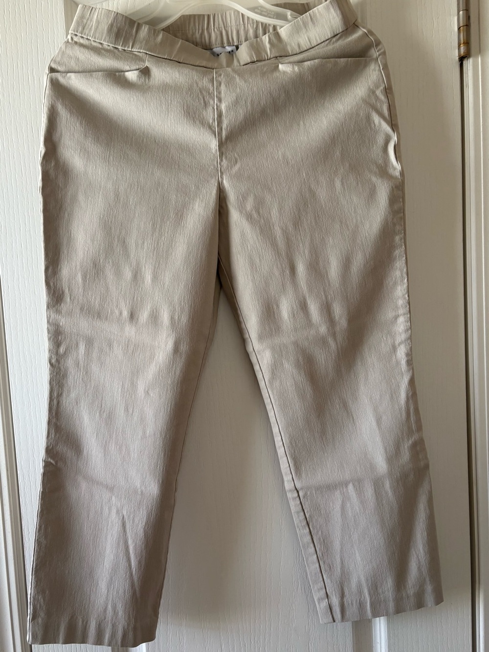 Susan Graver Ultra stretch Light Gray and Taupe/khaki Capris - Pull-On Comfort